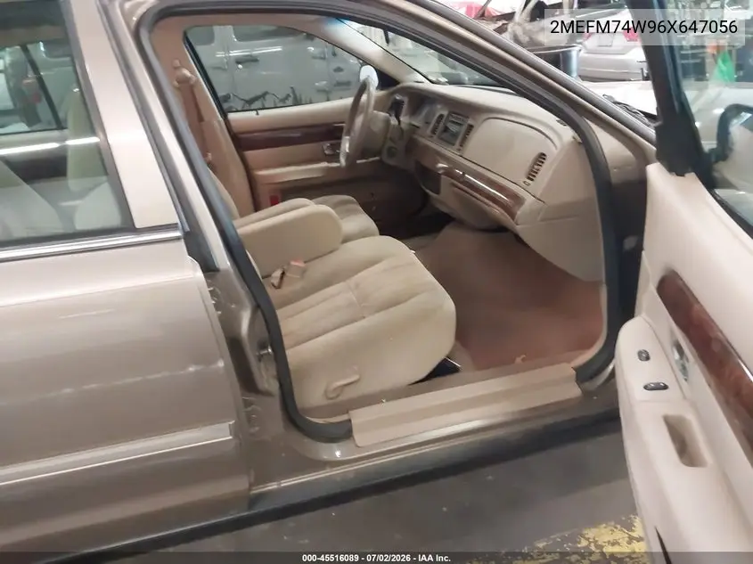 2006 Mercury Grand Marquis Gs VIN: 2MEFM74W96X647056 Lot: 45516089