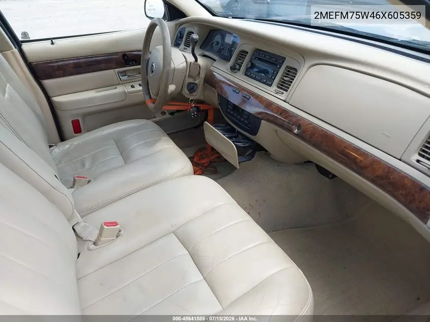 2006 Mercury Grand Marquis Ls VIN: 2MEFM75W46X605359 Lot: 45641585