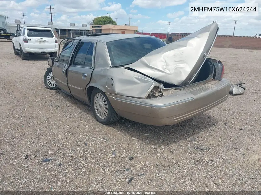 2006 Mercury Grand Marquis Ls VIN: 2MHFM75W16X624244 Lot: 45652908