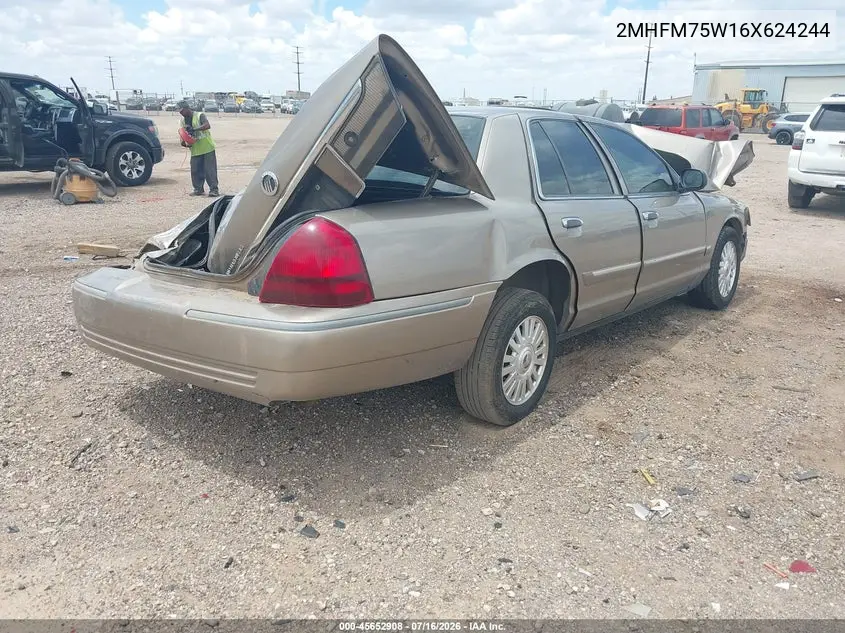 2006 Mercury Grand Marquis Ls VIN: 2MHFM75W16X624244 Lot: 45652908