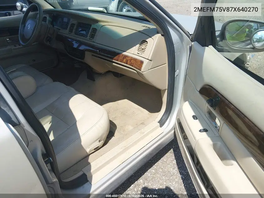 2007 Mercury Grand Marquis Ls VIN: 2MEFM75V87X640270 Lot: 45517170
