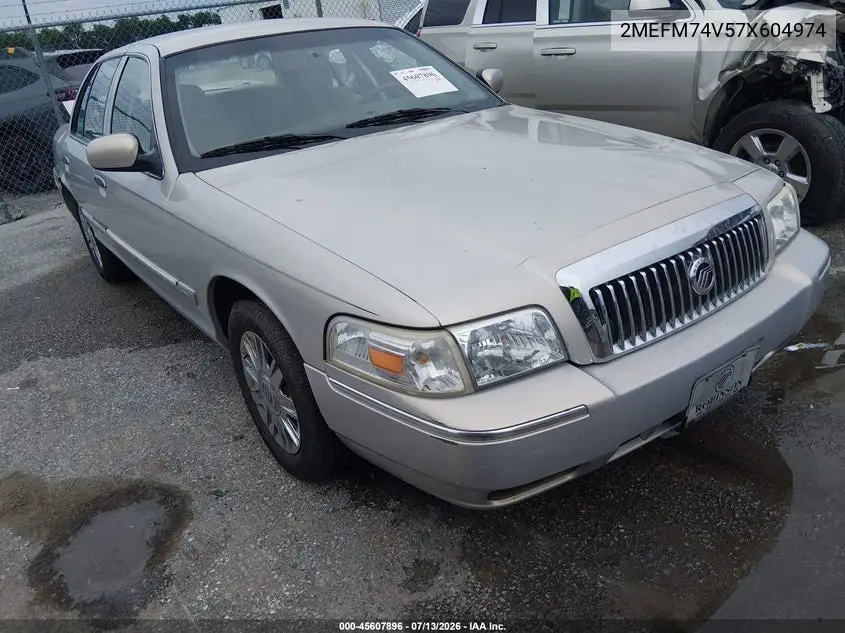 2007 Mercury Grand Marquis Gs VIN: 2MEFM74V57X604974 Lot: 45607896