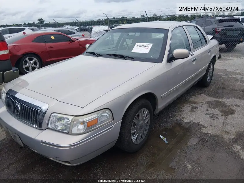 2007 Mercury Grand Marquis Gs VIN: 2MEFM74V57X604974 Lot: 45607896