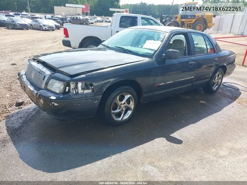 2008 Mercury Grand Marquis Gs VIN: 2MEFM74V18X622261 Lot: 45094700