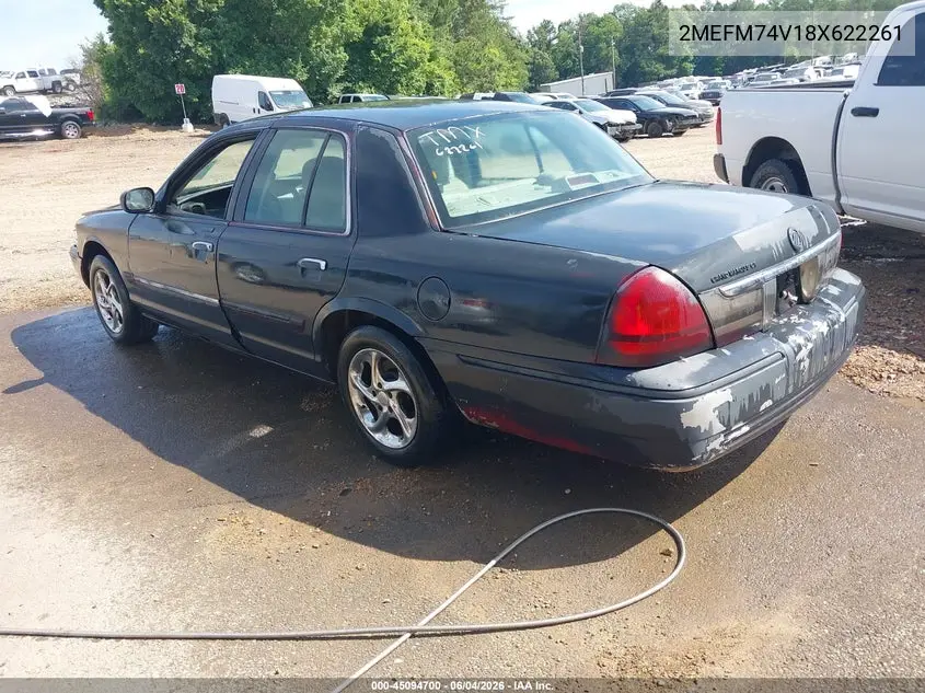 2008 Mercury Grand Marquis Gs VIN: 2MEFM74V18X622261 Lot: 45094700