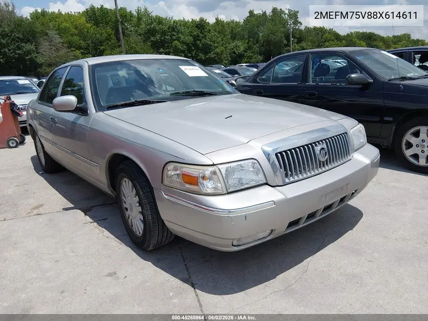 2008 Mercury Grand Marquis Ls VIN: 2MEFM75V88X614611 Lot: 45268964