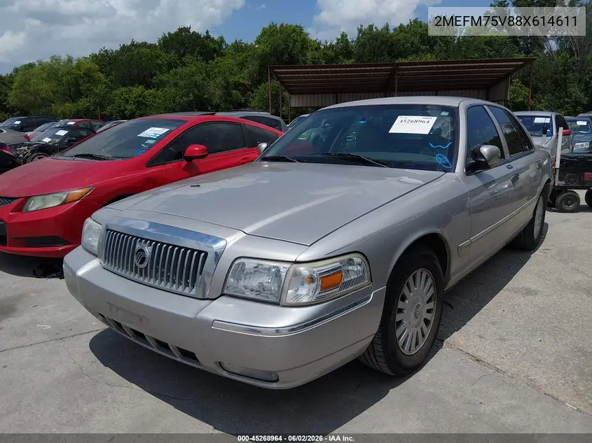 2008 Mercury Grand Marquis Ls VIN: 2MEFM75V88X614611 Lot: 45268964