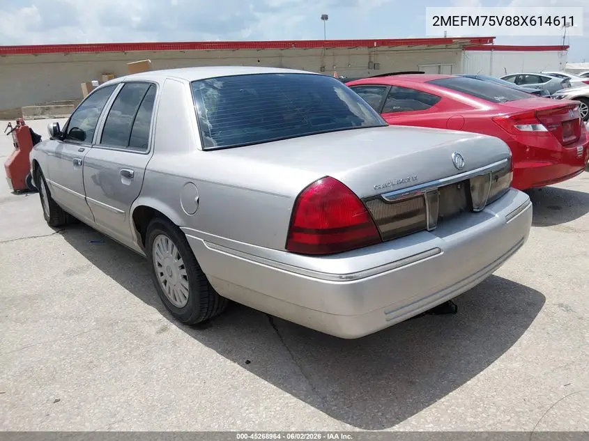2008 Mercury Grand Marquis Ls VIN: 2MEFM75V88X614611 Lot: 45268964