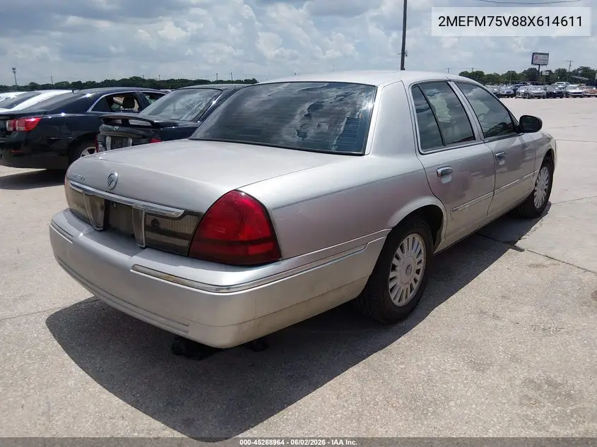 2008 Mercury Grand Marquis Ls VIN: 2MEFM75V88X614611 Lot: 45268964