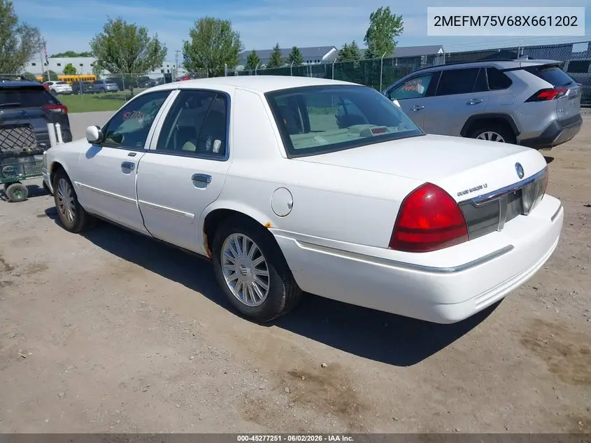 2008 Mercury Grand Marquis Ls VIN: 2MEFM75V68X661202 Lot: 45277251