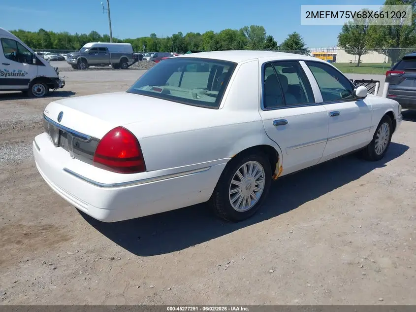 2008 Mercury Grand Marquis Ls VIN: 2MEFM75V68X661202 Lot: 45277251