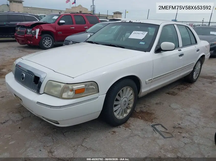 2008 Mercury Grand Marquis Ls VIN: 2MEFM75V58X653592 Lot: 45292792
