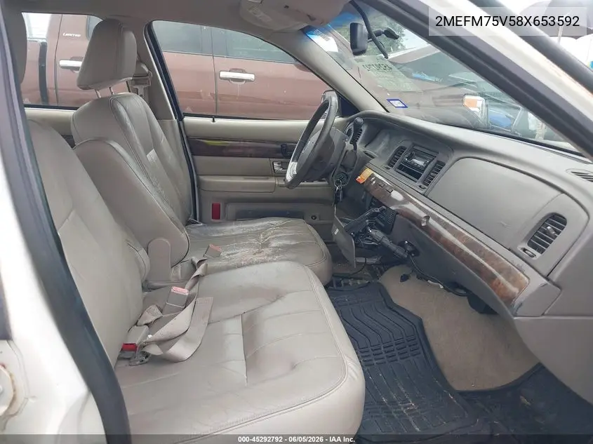 2008 Mercury Grand Marquis Ls VIN: 2MEFM75V58X653592 Lot: 45292792
