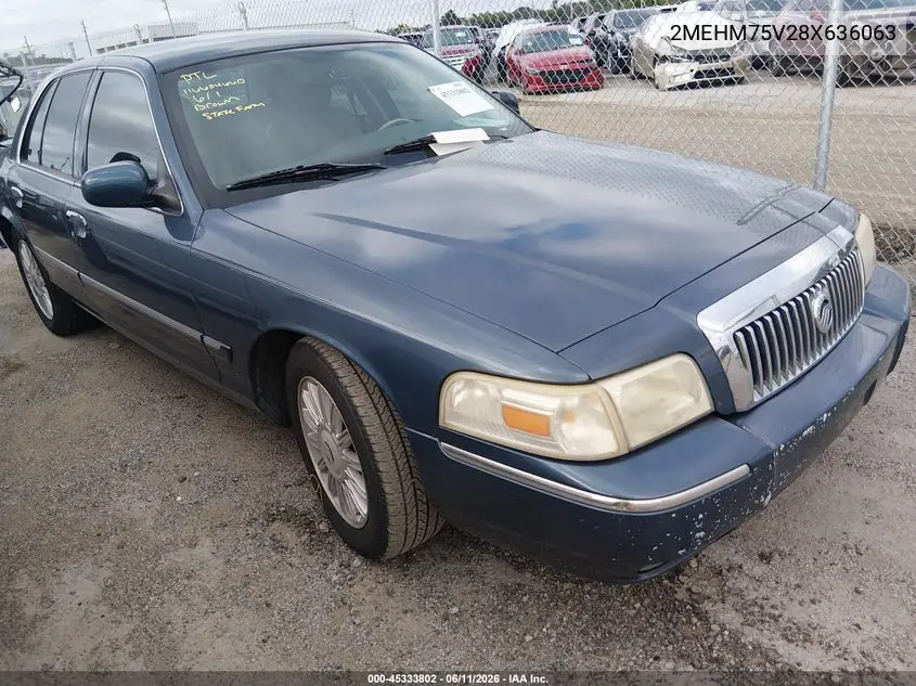 2008 Mercury Grand Marquis Ls VIN: 2MEHM75V28X636063 Lot: 45333802