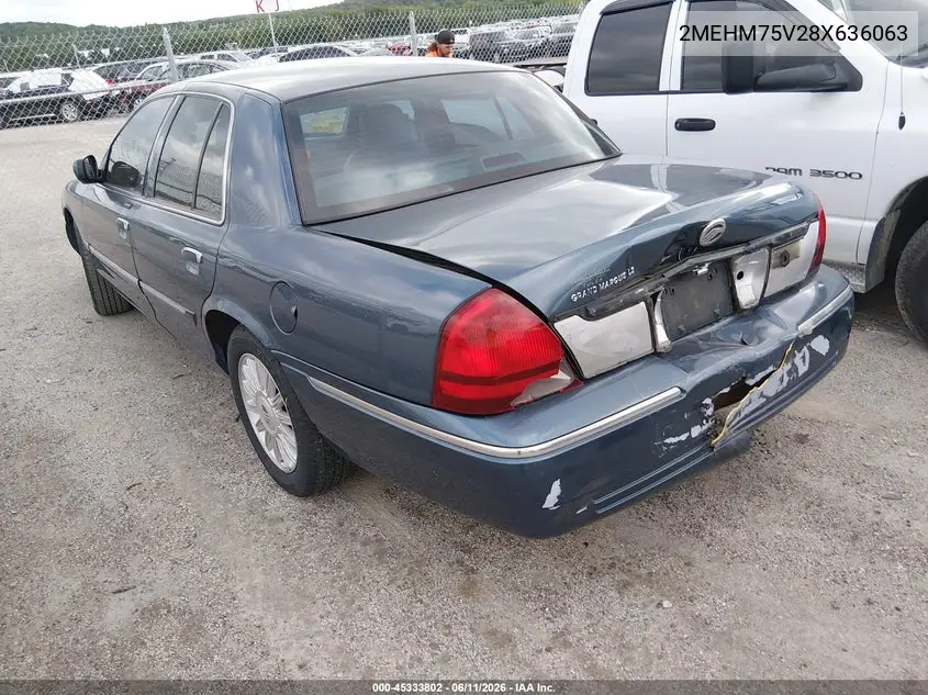 2008 Mercury Grand Marquis Ls VIN: 2MEHM75V28X636063 Lot: 45333802