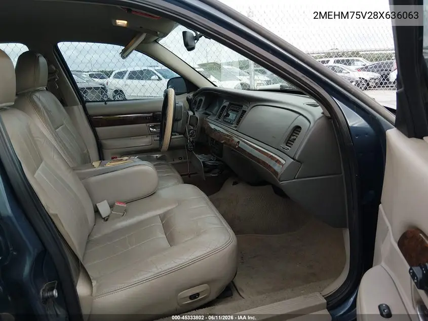 2008 Mercury Grand Marquis Ls VIN: 2MEHM75V28X636063 Lot: 45333802