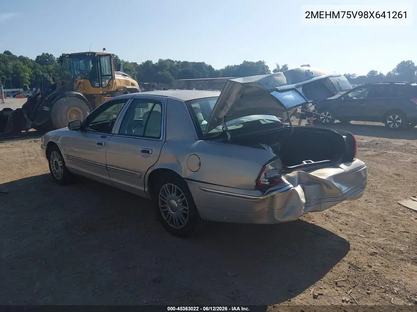 2008 Mercury Grand Marquis Ls VIN: 2MEHM75V98X641261 Lot: 45363022