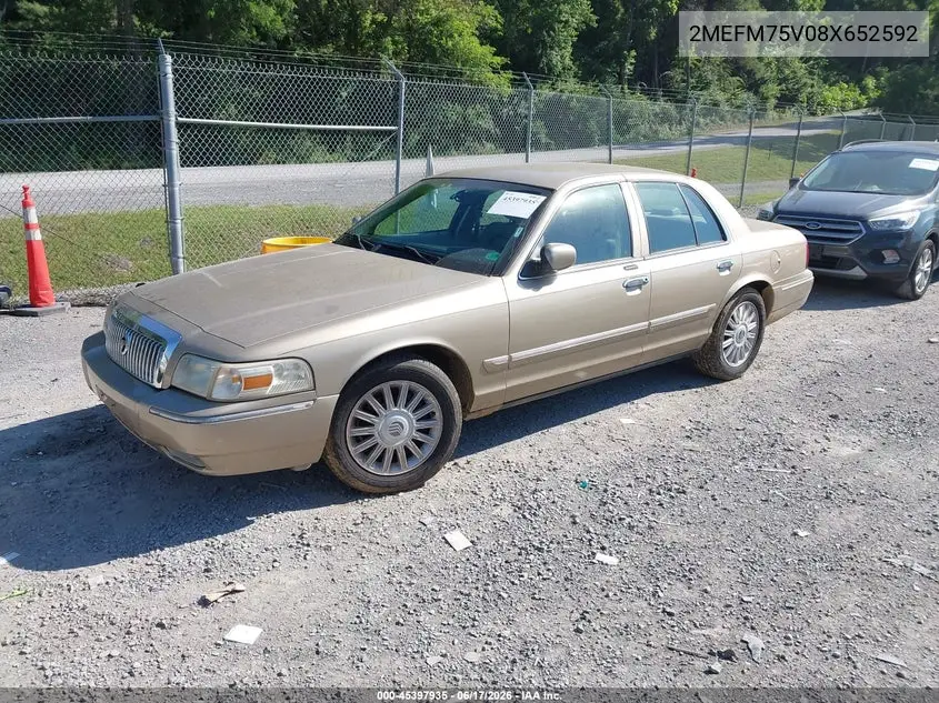 2008 Mercury Grand Marquis Ls VIN: 2MEFM75V08X652592 Lot: 45397935