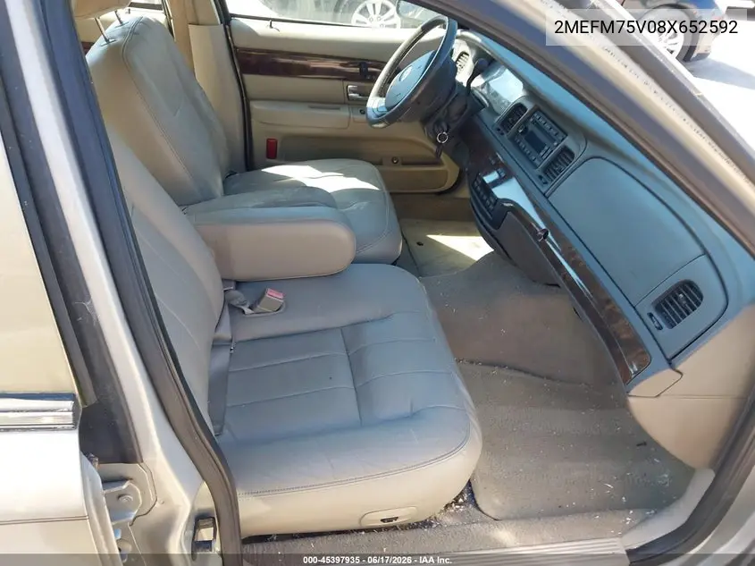 2008 Mercury Grand Marquis Ls VIN: 2MEFM75V08X652592 Lot: 45397935