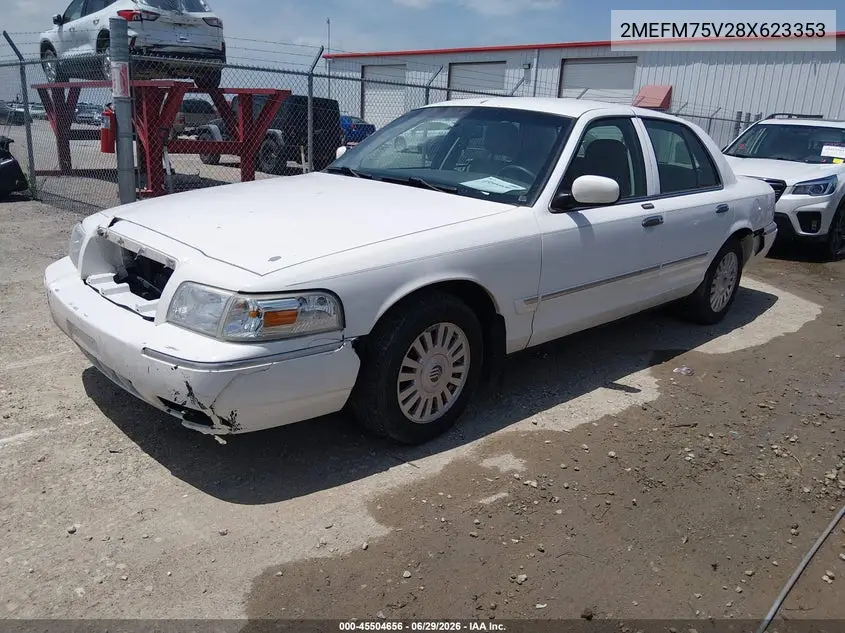 2008 Mercury Grand Marquis Ls VIN: 2MEFM75V28X623353 Lot: 45504656