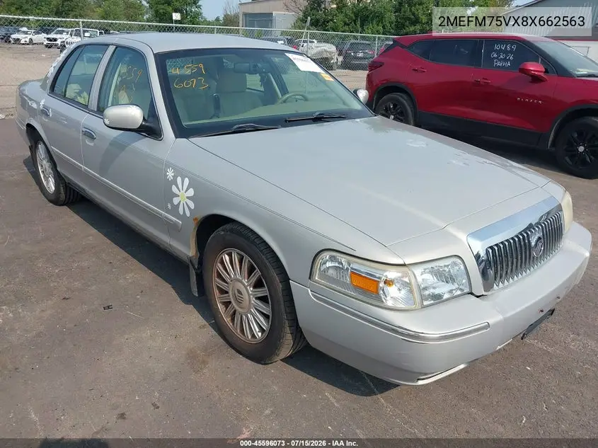 2008 Mercury Grand Marquis Ls VIN: 2MEFM75VX8X662563 Lot: 45596073