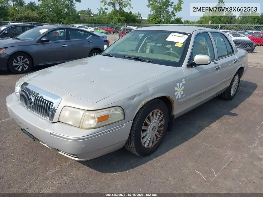 2008 Mercury Grand Marquis Ls VIN: 2MEFM75VX8X662563 Lot: 45596073