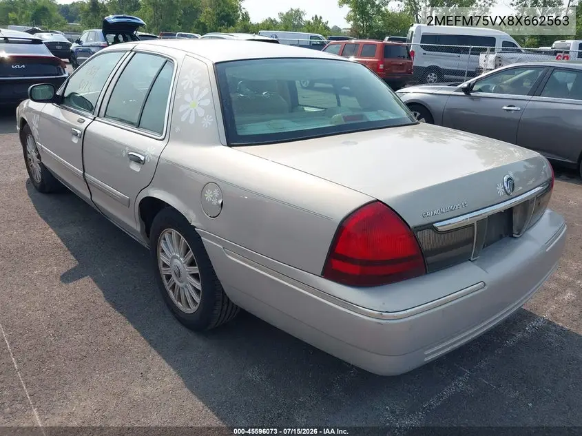 2008 Mercury Grand Marquis Ls VIN: 2MEFM75VX8X662563 Lot: 45596073