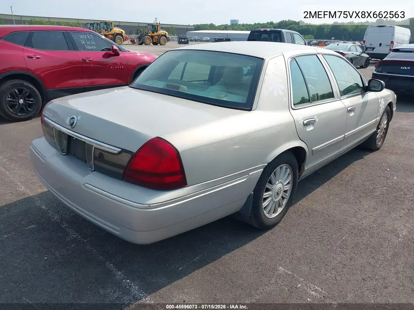 2008 Mercury Grand Marquis Ls VIN: 2MEFM75VX8X662563 Lot: 45596073