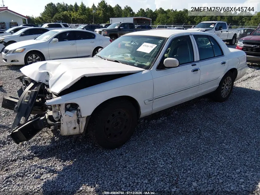 2008 Mercury Grand Marquis Ls VIN: 2MEFM75V68X645744 Lot: 45606750