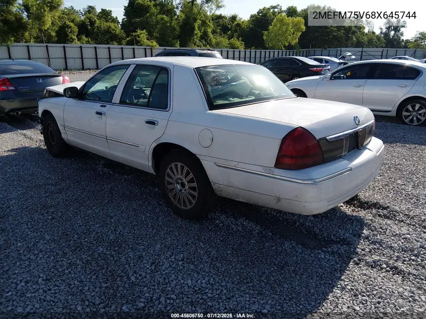 2008 Mercury Grand Marquis Ls VIN: 2MEFM75V68X645744 Lot: 45606750