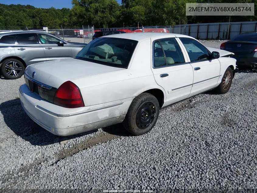 2008 Mercury Grand Marquis Ls VIN: 2MEFM75V68X645744 Lot: 45606750