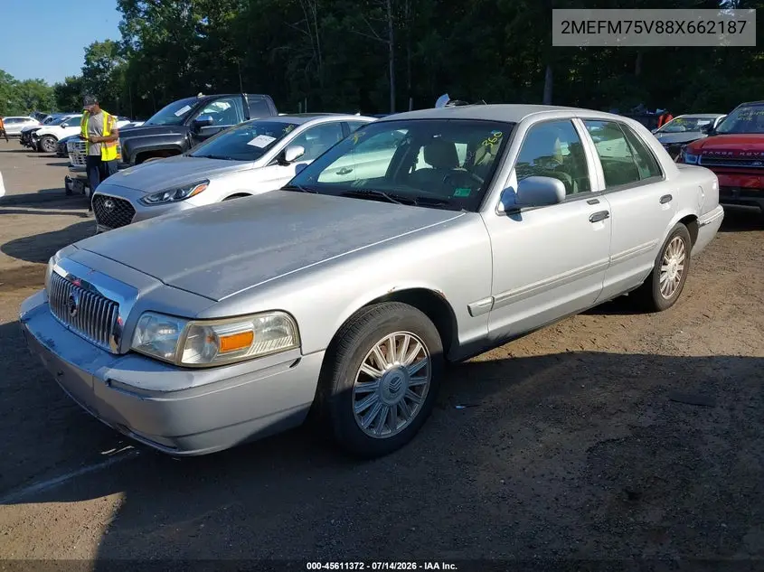 2008 Mercury Grand Marquis Ls VIN: 2MEFM75V88X662187 Lot: 45611372