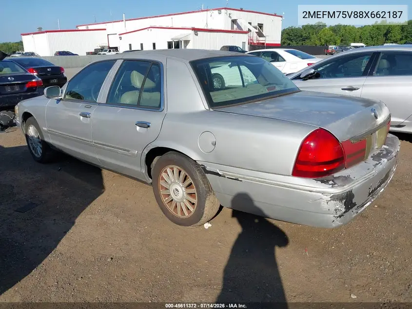 2008 Mercury Grand Marquis Ls VIN: 2MEFM75V88X662187 Lot: 45611372