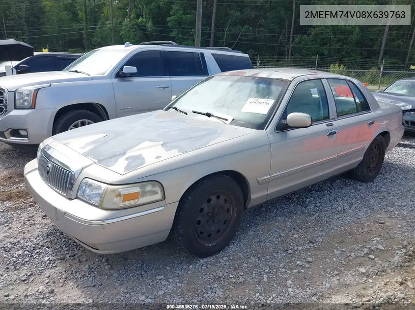 2008 Mercury Grand Marquis Gs VIN: 2MEFM74V08X639763 Lot: 45636276