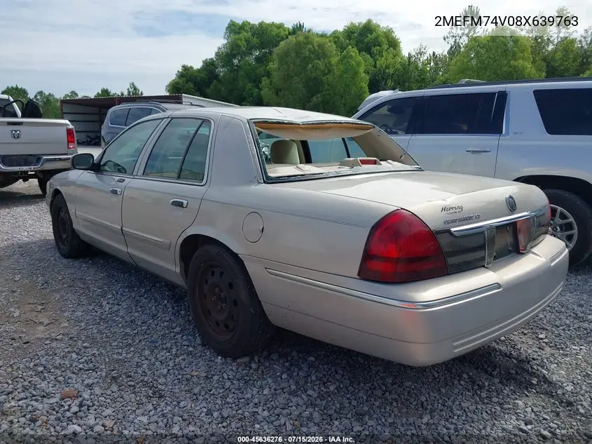 2008 Mercury Grand Marquis Gs VIN: 2MEFM74V08X639763 Lot: 45636276