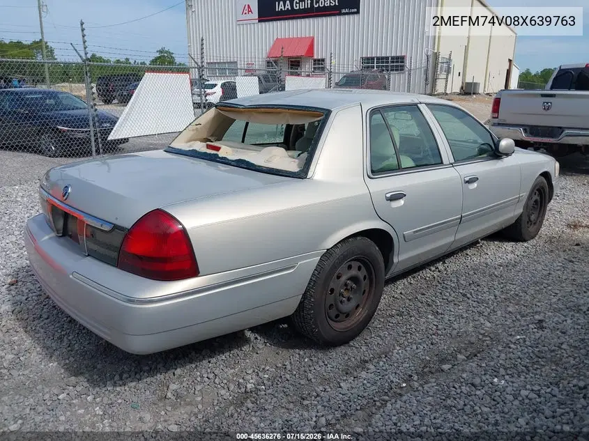 2008 Mercury Grand Marquis Gs VIN: 2MEFM74V08X639763 Lot: 45636276