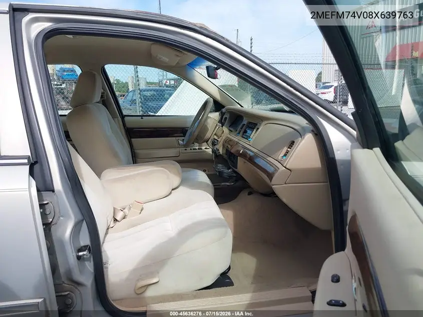 2008 Mercury Grand Marquis Gs VIN: 2MEFM74V08X639763 Lot: 45636276