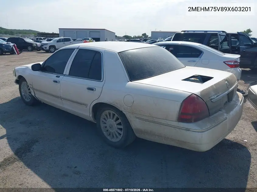 2009 Mercury Grand Marquis Ls (Fleet Only) VIN: 2MEHM75V89X603201 Lot: 45571802
