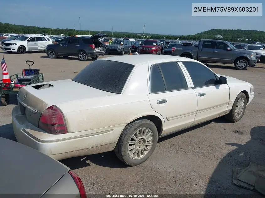 2009 Mercury Grand Marquis Ls (Fleet Only) VIN: 2MEHM75V89X603201 Lot: 45571802