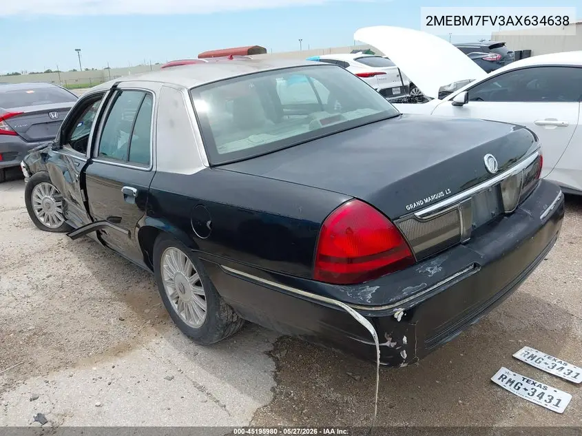 2010 Mercury Grand Marquis Ls (Fleet Only) VIN: 2MEBM7FV3AX634638 Lot: 45195980