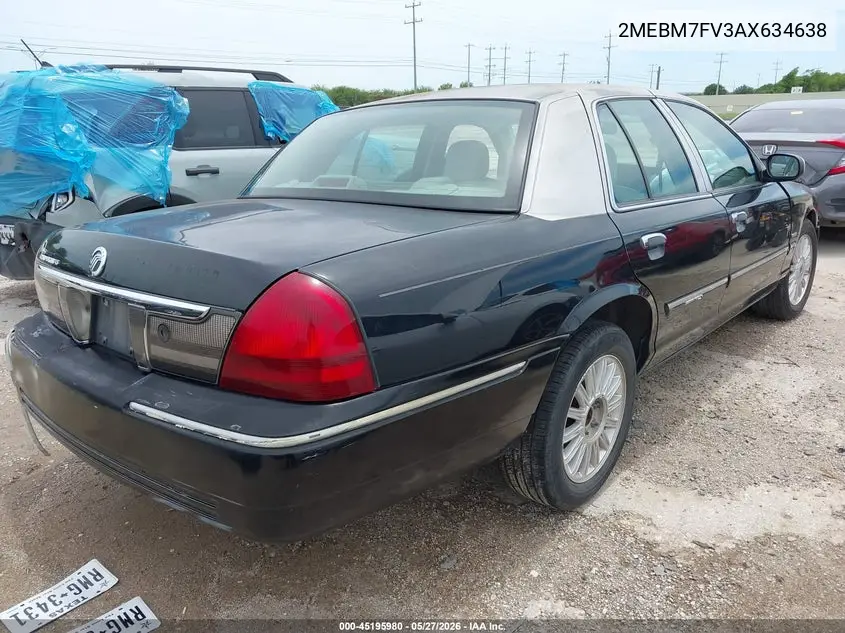 2010 Mercury Grand Marquis Ls (Fleet Only) VIN: 2MEBM7FV3AX634638 Lot: 45195980