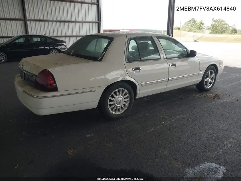 2010 Mercury Grand Marquis Ls (Fleet Only) VIN: 2MEBM7FV8AX614840 Lot: 45553474