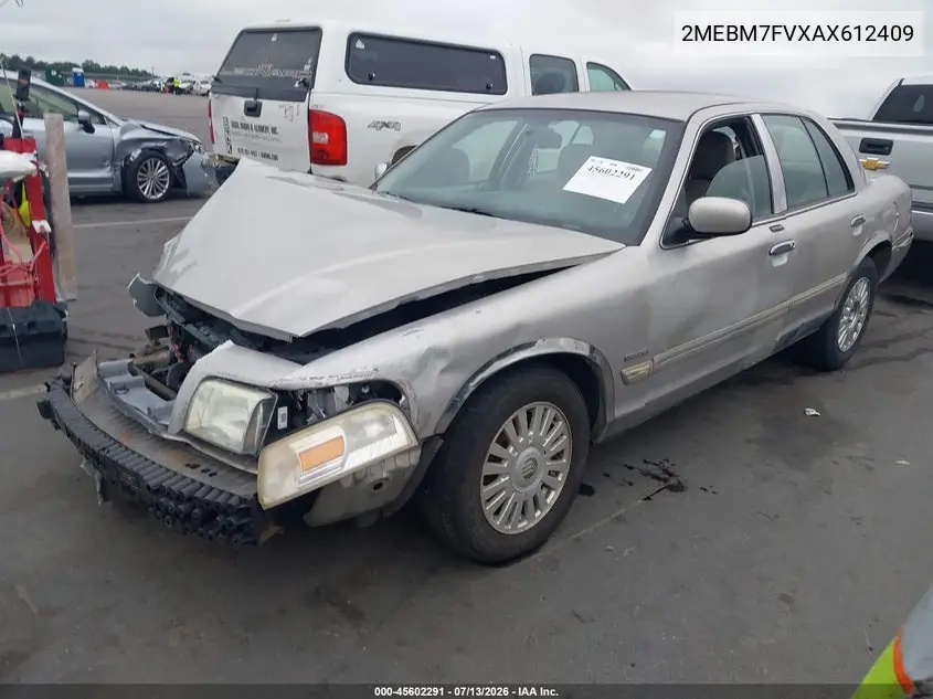 2010 Mercury Grand Marquis Ls (Fleet Only) VIN: 2MEBM7FVXAX612409 Lot: 45602291