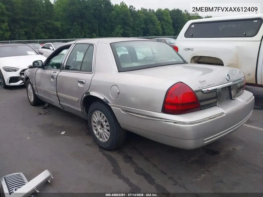 2010 Mercury Grand Marquis Ls (Fleet Only) VIN: 2MEBM7FVXAX612409 Lot: 45602291
