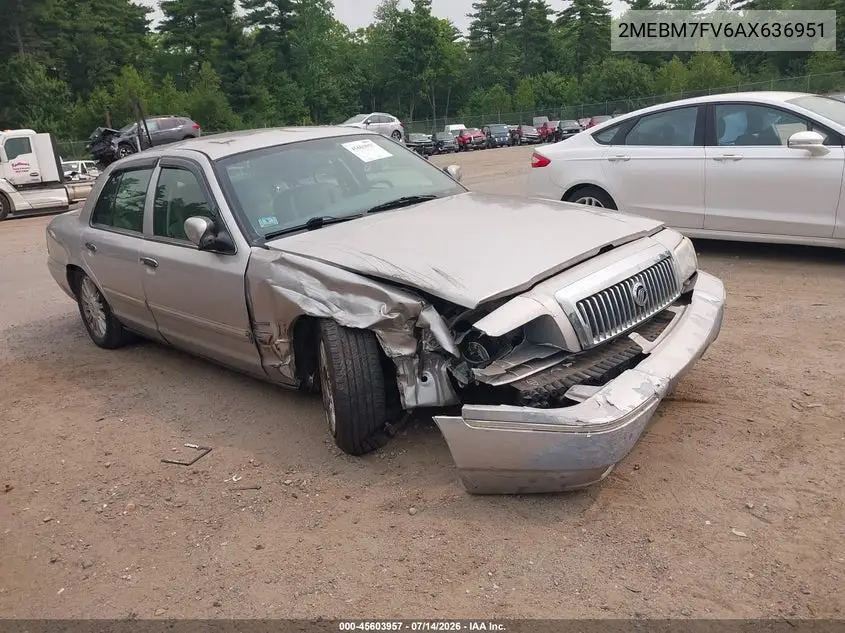 2010 Mercury Grand Marquis Ls (Fleet Only) VIN: 2MEBM7FV6AX636951 Lot: 45603957