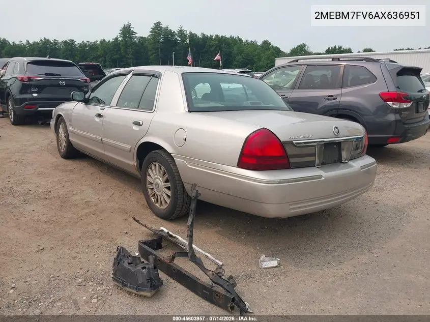 2010 Mercury Grand Marquis Ls (Fleet Only) VIN: 2MEBM7FV6AX636951 Lot: 45603957