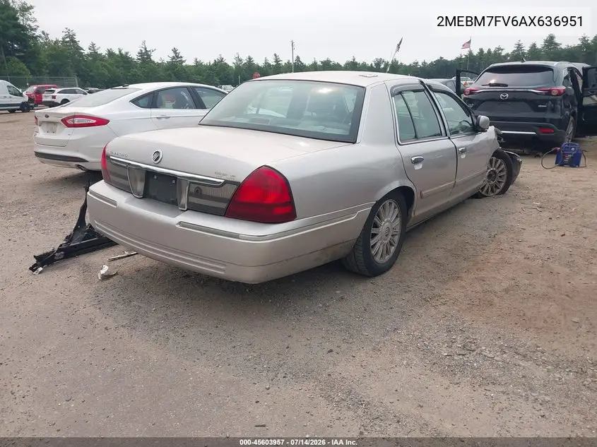 2010 Mercury Grand Marquis Ls (Fleet Only) VIN: 2MEBM7FV6AX636951 Lot: 45603957