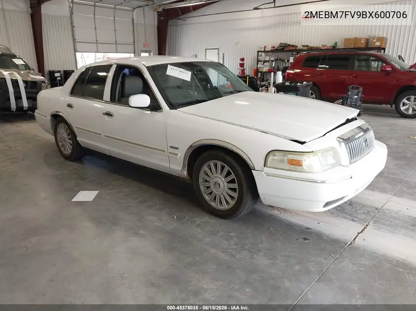 2011 Mercury Grand Marquis Ls (Fleet Only) VIN: 2MEBM7FV9BX600706 Lot: 45378035