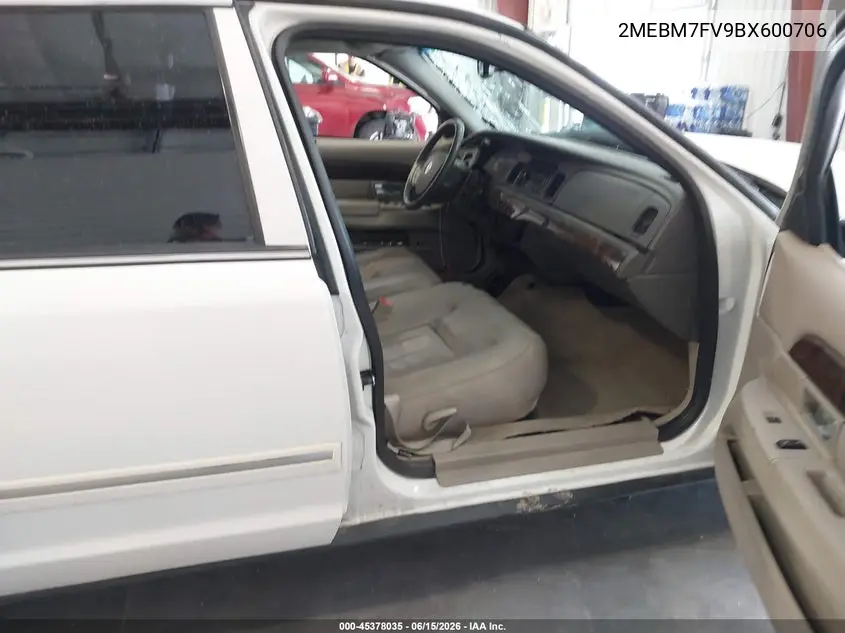 2011 Mercury Grand Marquis Ls (Fleet Only) VIN: 2MEBM7FV9BX600706 Lot: 45378035