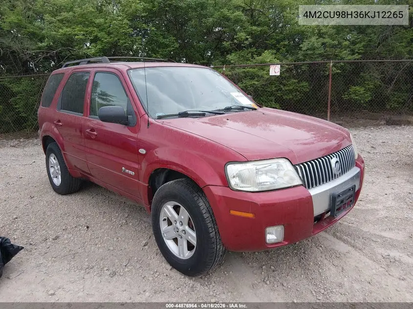 2006 Mercury Mariner Hybrid VIN: 4M2CU98H36KJ12265 Lot: 44876964